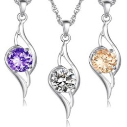 Quality And Quantity Assured Female Platinum Plating Titanium Necklace With Diamond