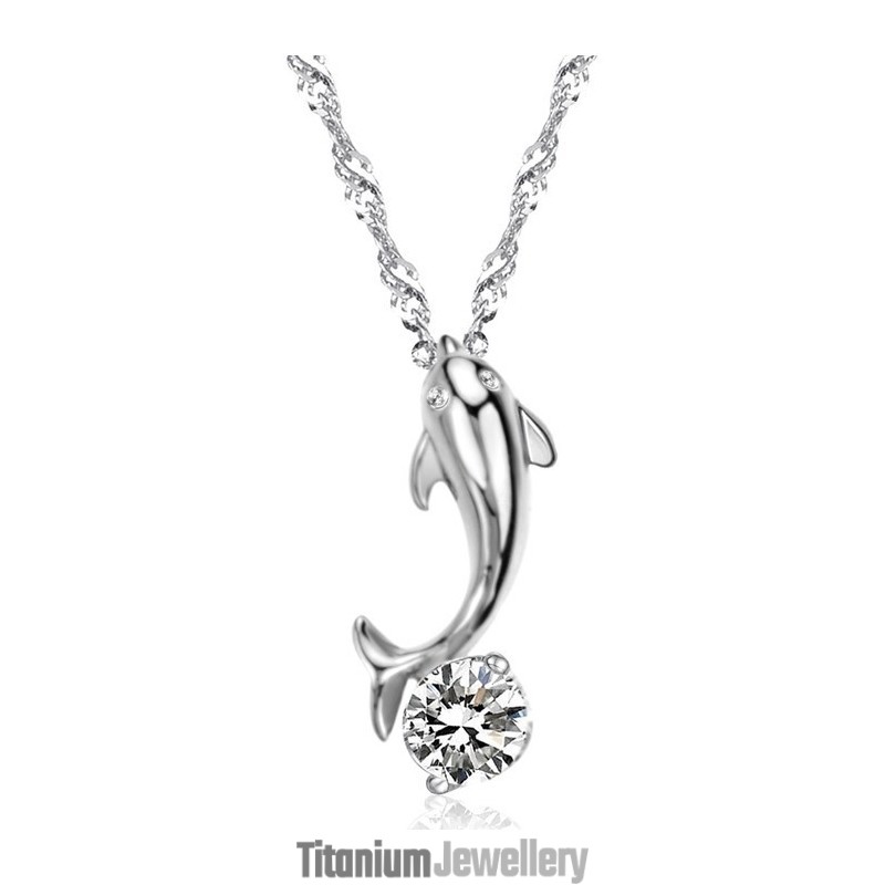 World-Wide Renown Female Dolphin Shape Platinum Plating Titanium Necklace With Diamond World-Wide Renown Female Dolphin Shape Platinum Plating Titanium Necklace With Diamond
