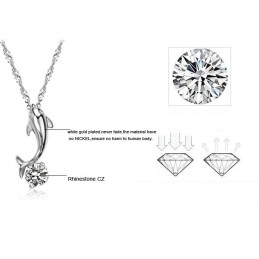 World-Wide Renown Female Dolphin Shape Platinum Plating Titanium Necklace With Diamond