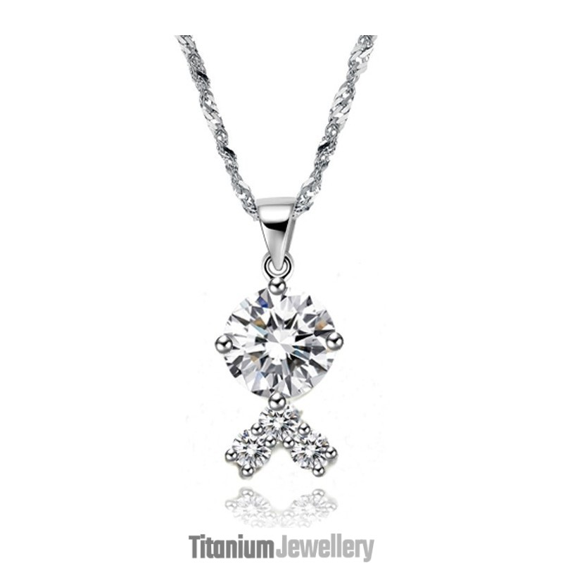 Reliable Quality Female Platinum Plating Titanium Necklace With Rhinestone Reliable Quality Female Platinum Plating Titanium Necklace With Rhinestone