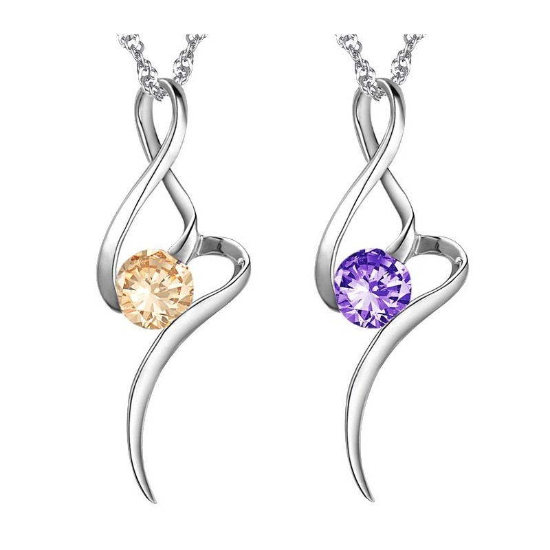 Selling Well All Over The World Female Purple Platinum Plating Titanium Necklace With Diamond