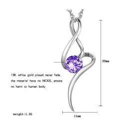 Selling Well All Over The World Female Purple Platinum Plating Titanium Necklace With Diamond