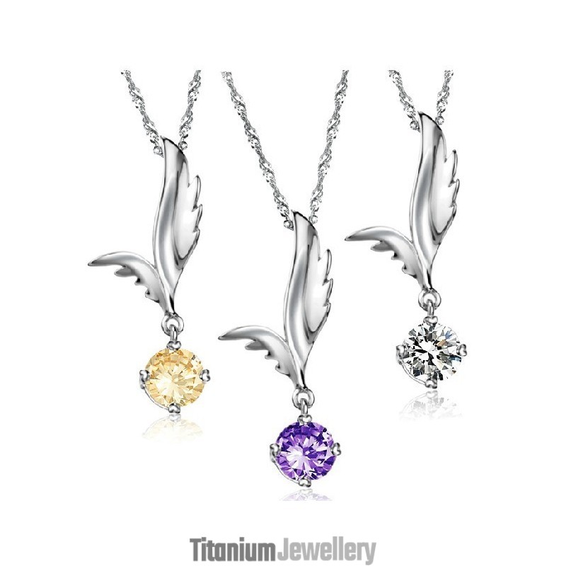 Reliable Quality Female Wing Shape Platinum Plating Titanium Necklace With Rhinestone Reliable Quality Female Wing Shape Platinum Plating Titanium Necklace With Rhinestone