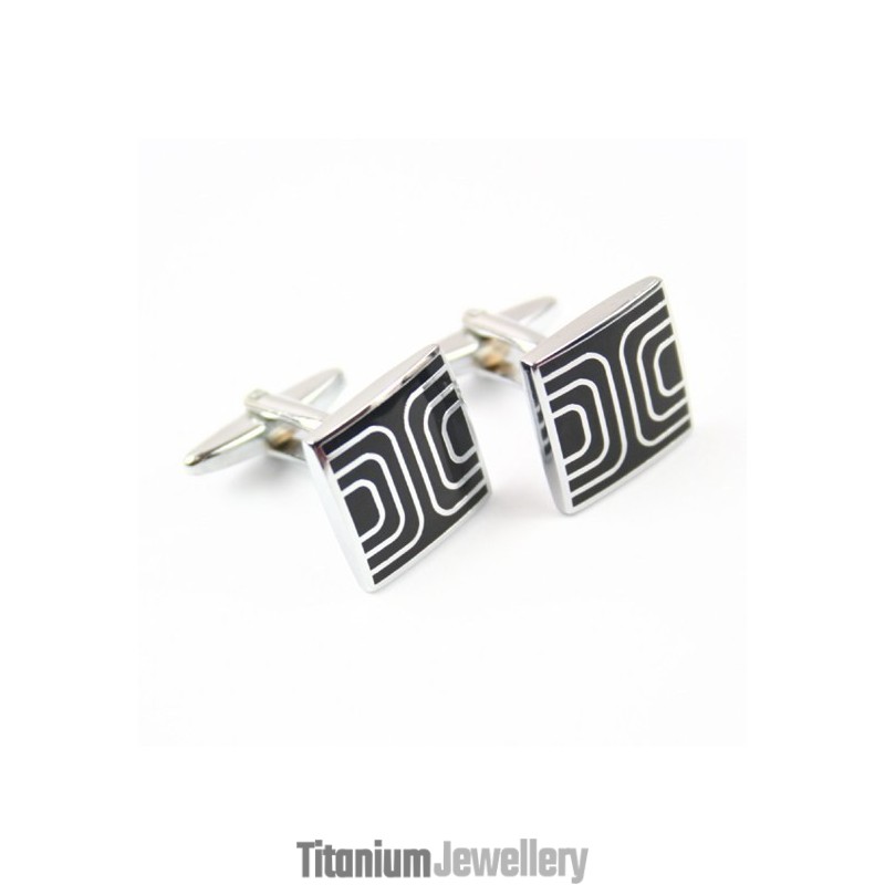 Titanium And Symmetry Black Ip Plated Cufflinks Titanium And Symmetry Black Ip Plated Cufflinks