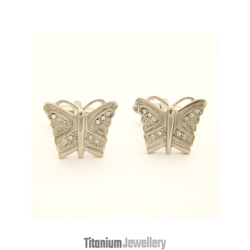Titanium Butterfly Cufflinks With Diamonds Titanium Butterfly Cufflinks With Diamonds