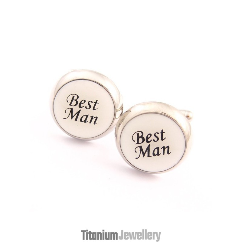 Best Man Titanium And Black Ip Plated Round Cufflinks Best Man Titanium And Black Ip Plated Round Cufflinks