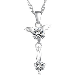 Quality And Quantity Assured Female Platinum Plating Titanium Necklace With Diamond