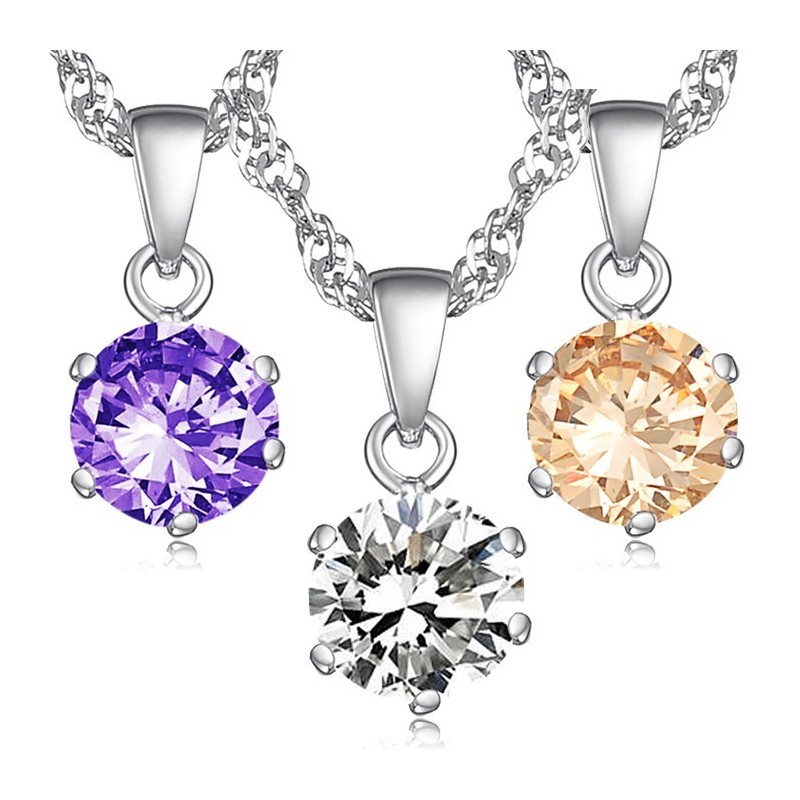 Stable Quality Female Platinum Plating Titanium Necklace With Diamond