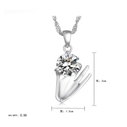 Wide Varieties Female Purple Platinum Plating Titanium Necklace With Diamond