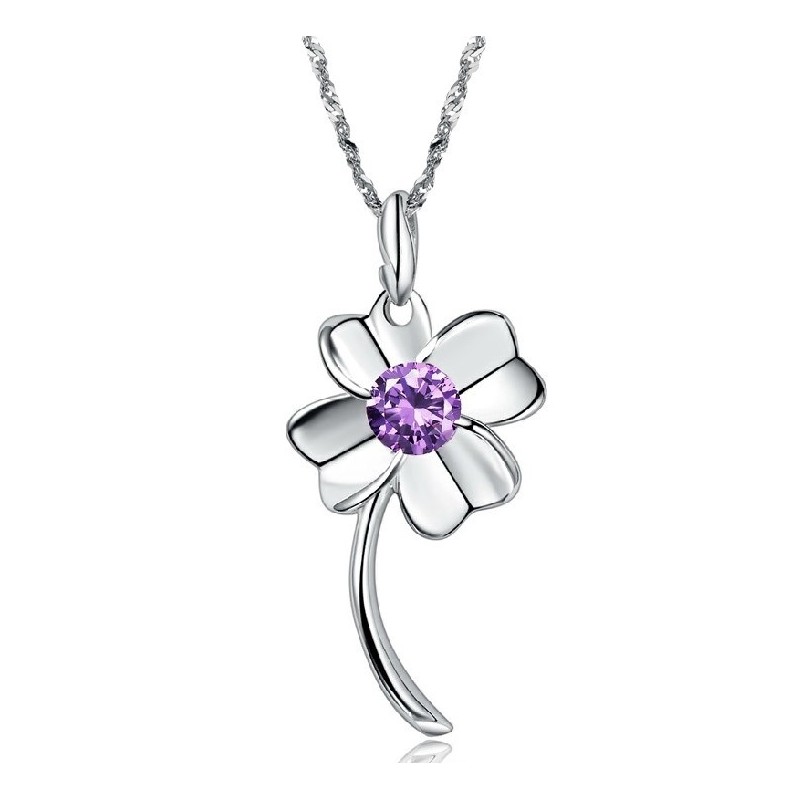 Durable In Use Female Clover Shape Platinum Plating Titanium Necklace Durable In Use Female Clover Shape Platinum Plating Titanium Necklace