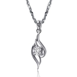 High Quality Female Feather Shape Platinum Plating Titanium Necklace