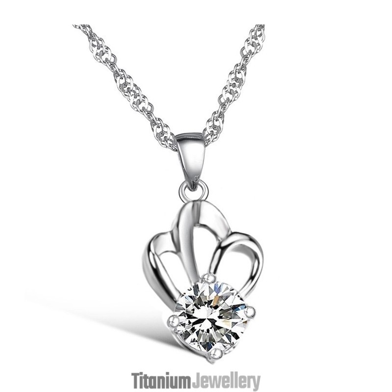 Easy To Use Female Allergy Free Platinum Plating Titanium Necklace With Rhinestone Easy To Use Female Allergy Free Platinum Plating Titanium Necklace With Rhinestone