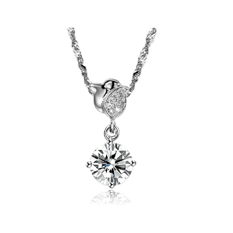 The Queen Of Quality Female Rose Shape Platinum Plating Titanium Necklace With Rhinestone The Queen Of Quality Female Rose Shape Platinum Plating Titanium Necklace With Rhinestone