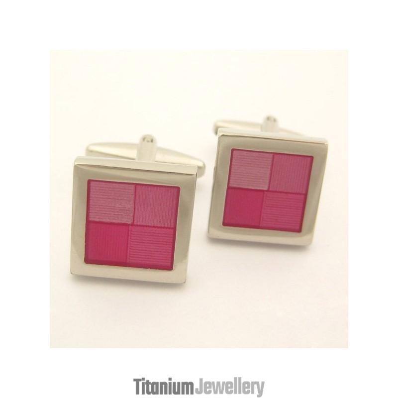 Exquisite Titanium Pink Square Cufflinks Exquisite Titanium Pink Square Cufflinks