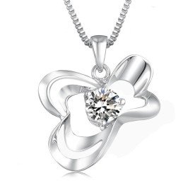 Excellent Quality Female Platinum Plating Titanium Necklace With Diamond