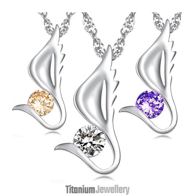 The Queen Of Quality Female Wing Shape Platinum Plating Titanium Necklace With Diamond The Queen Of Quality Female Wing Shape Platinum Plating Titanium Necklace With Diamond