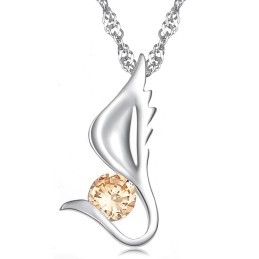 The Queen Of Quality Female Wing Shape Platinum Plating Titanium Necklace With Diamond