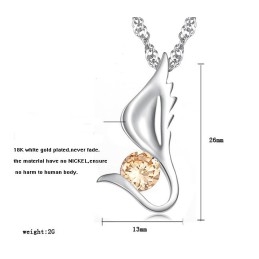 The Queen Of Quality Female Wing Shape Platinum Plating Titanium Necklace With Diamond