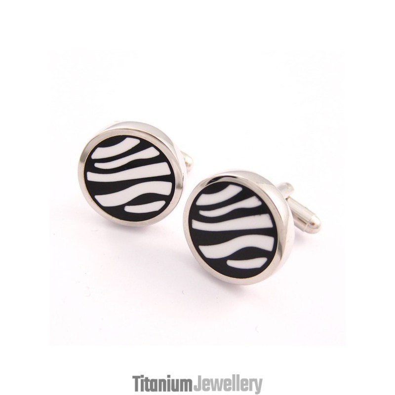 Titanium Zebras Round Cufflinks Titanium Zebras Round Cufflinks