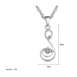 Quality And Quantity Assured Female Platinum Plating Titanium Necklace With Diamond