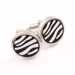 Titanium Zebras Round Cufflinks