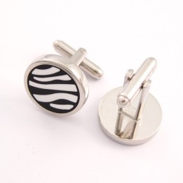 Titanium Zebras Round Cufflinks