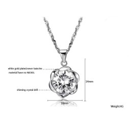 Stable Quality Female Rose Shape Platinum Plating Titanium Necklace