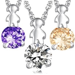Durable In Use Female Platinum Plating Titanium Necklace With Diamond