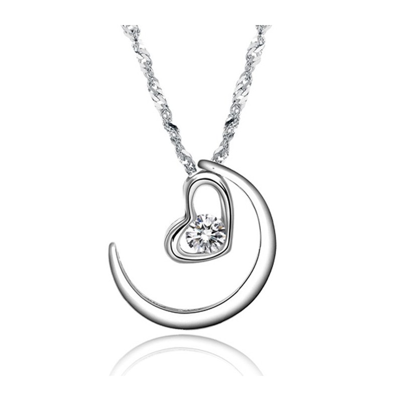 Complete In Specifications Female Platinum Plating Titanium Necklace With Rhinestone