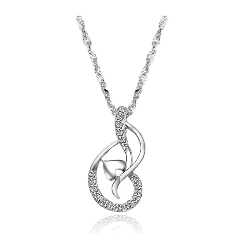 High Quality Female Platinum Plating Titanium Necklace With Rhinestone High Quality Female Platinum Plating Titanium Necklace With Rhinestone