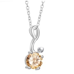 Wide Varieties Female Platinum Plating Titanium Necklace With Diamond