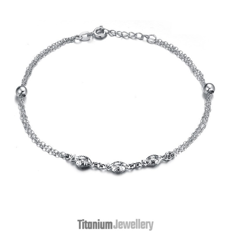 Excellent Quality Female Fish Shape Platinum Plating Titanium Anklet