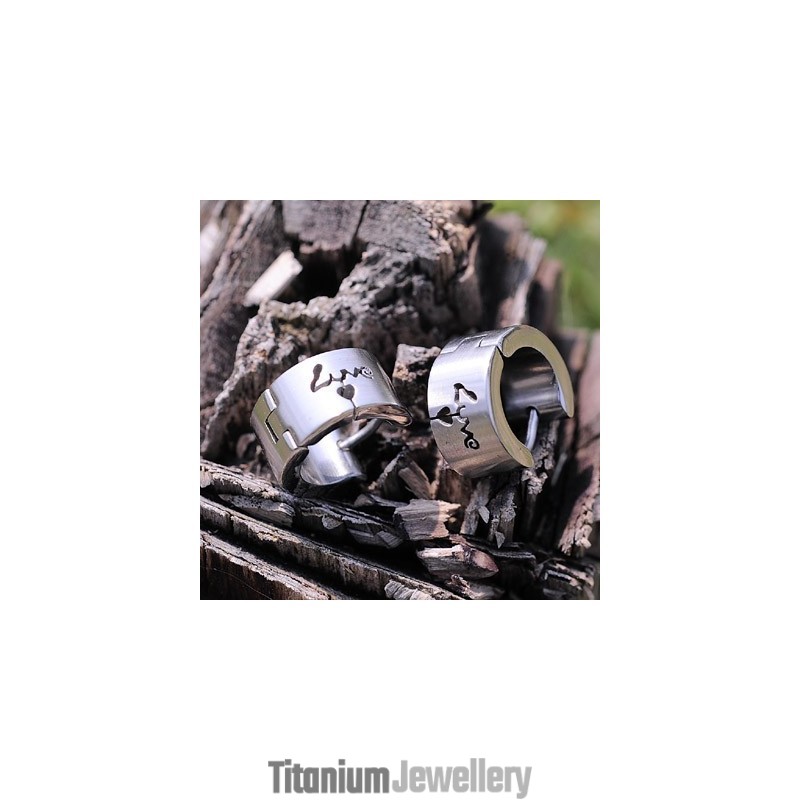 Mens Titanium Earrings With Love