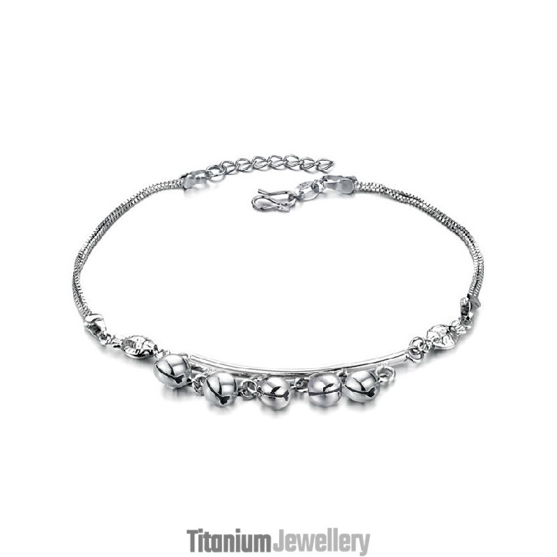 Quality And Quantity Assured Female Bell Shape Platinum Plating Titanium Anklet