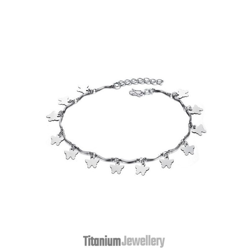 Reliable Reputation Female Butterfly Shape Platinum Plating Titanium Anklet Reliable Reputation Female Butterfly Shape Platinum Plating Titanium Anklet