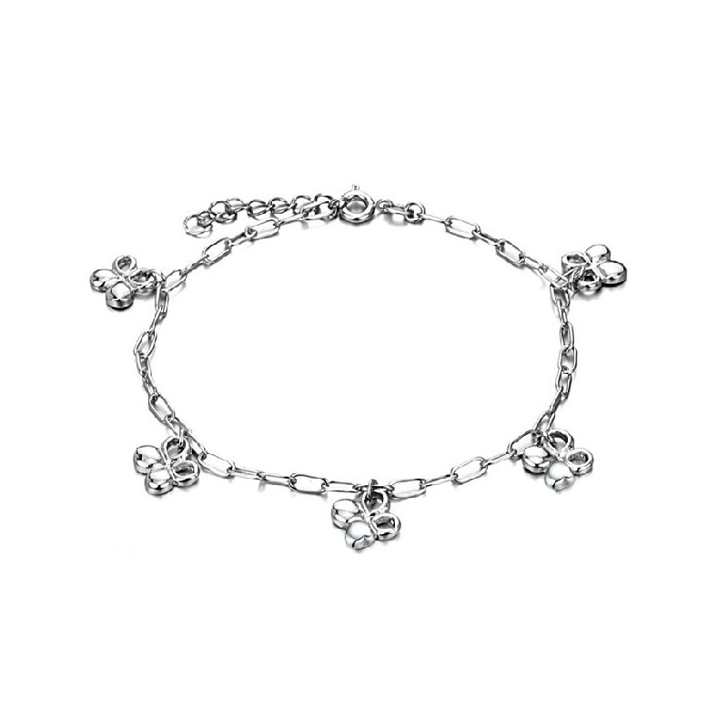 The Queen Of Quality Female Clover Shape Platinum Plating Titanium Anklet