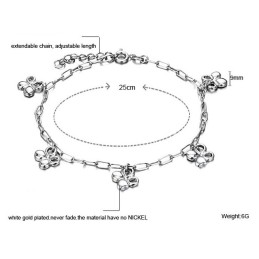 The Queen Of Quality Female Clover Shape Platinum Plating Titanium Anklet