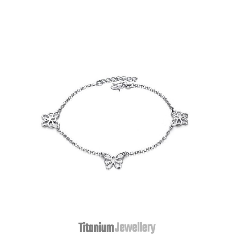 Quality And Quantity Assured Female Butterfly Pattern Platinum Plating Titanium Anklet