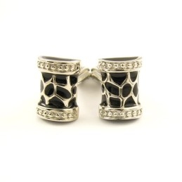 Black Flower Drum Titanium Cufflinks