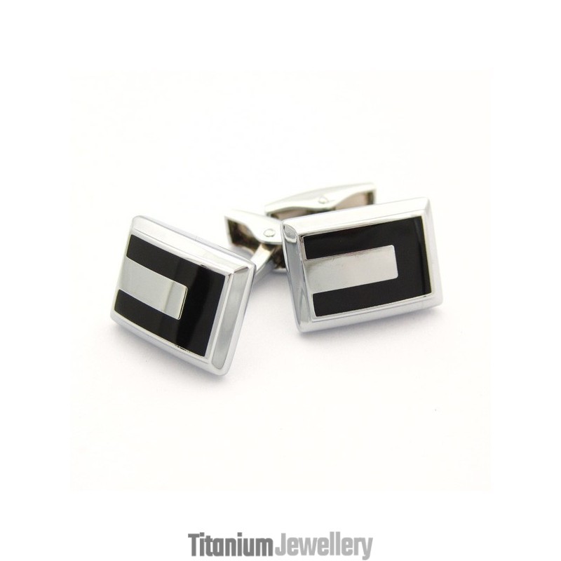 Fashion Tridimensional Titanium And Black Plated Cufflinks Fashion Tridimensional Titanium And Black Plated Cufflinks