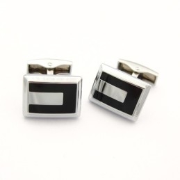 Fashion Tridimensional Titanium And Black Plated Cufflinks