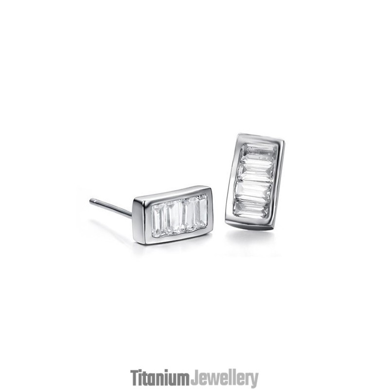 Superior Quality Female Platinum Plating Titanium Earrings With Diamond Superior Quality Female Platinum Plating Titanium Earrings With Diamond