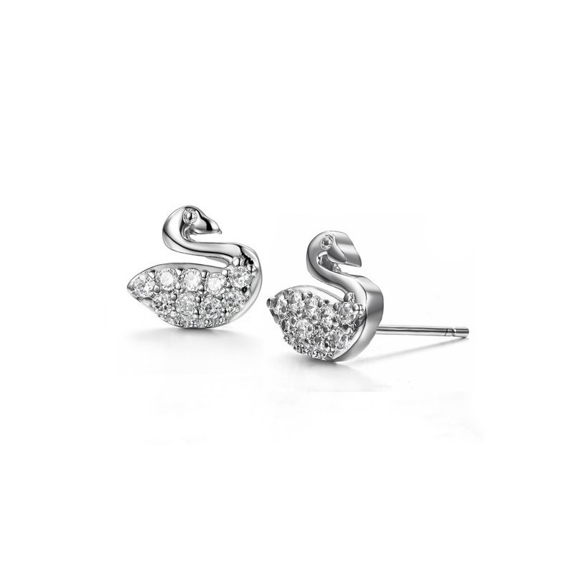 Durable In Use Female Swan Shape Platinum Plating Titanium Earrings With Diamond Durable In Use Female Swan Shape Platinum Plating Titanium Earrings With Diamond