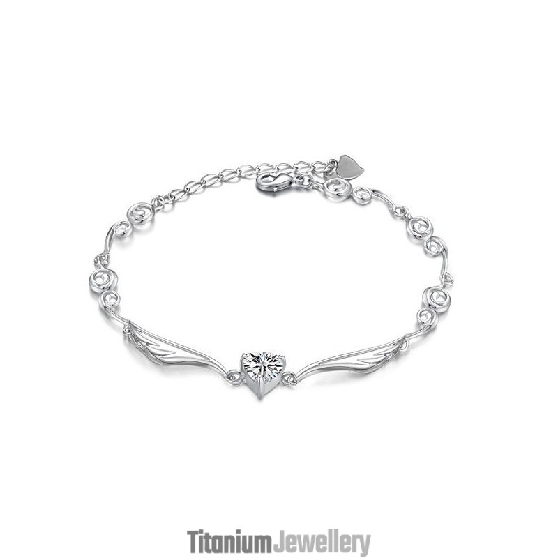 High Quality Female Platinum Plating Titanium Bracelet With Rhinestone High Quality Female Platinum Plating Titanium Bracelet With Rhinestone