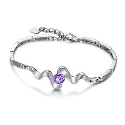High Quality Female Purple Platinum Plating Titanium Bracelet With Diamond