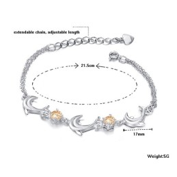 Quality And Quantity Assured Female Dolphin Shape Platinum Plating Titanium Bracelet With Crystal