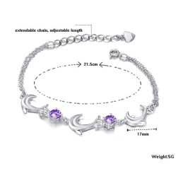 Quality And Quantity Assured Female Dolphin Shape Platinum Plating Titanium Bracelet With Crystal