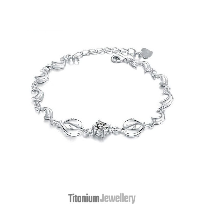 The Queen Of Quality Female Dolphin Shape Platinum Plating Titanium Bracelet