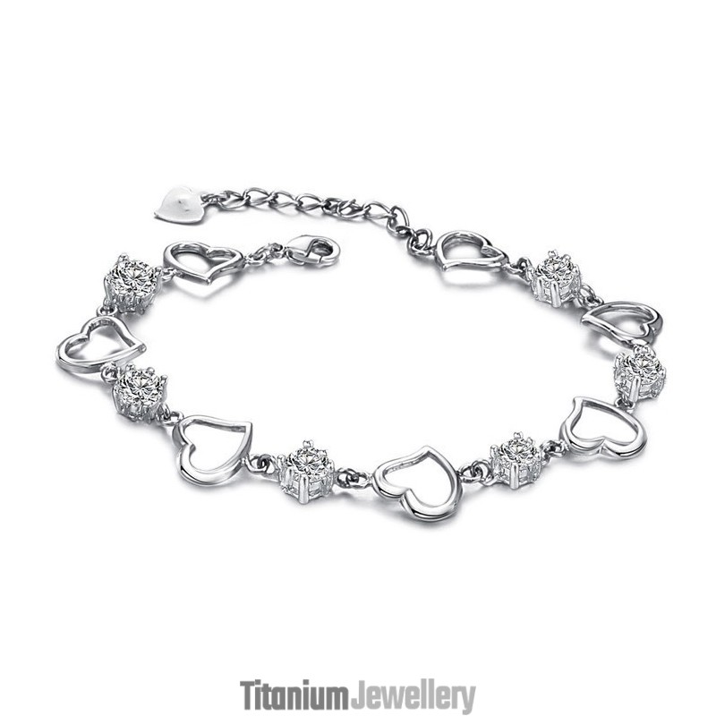 High Quality Female Sweetheart Platinum Plating Titanium Bracelet With Diamond High Quality Female Sweetheart Platinum Plating Titanium Bracelet With Diamond