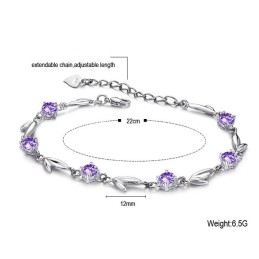 World-Wide Renown Female Purple Platinum Plating Titanium Bracelet With Diamond